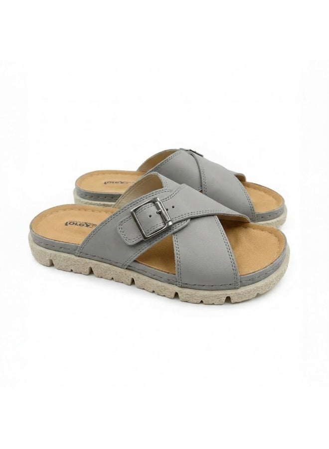 Stylish men's slippers with a modern and comfortable design – genuine leather and non-slip orthopedic sole, available in various sizes and colors. - Image 4